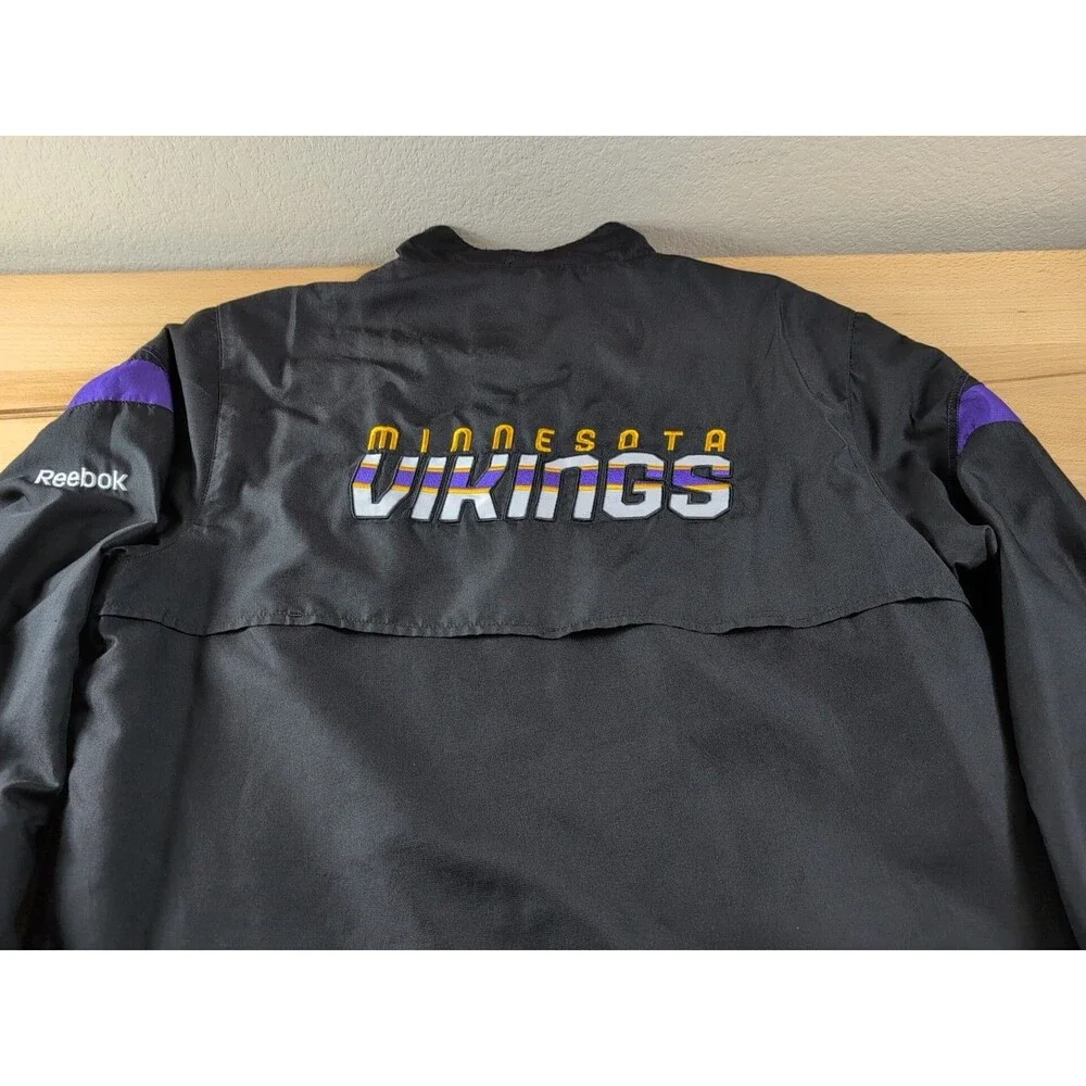 Minnesota Vikings Reebok On Field 1/4 Zip Pullover Jacket Medium Black Purple